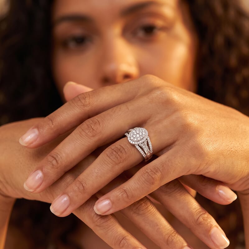 Luxuriant Lab Grown Diamond G-H SI 1.00 ctw Regal Weave Ring in Rhodium Over Sterling Silver (Size 5.0)