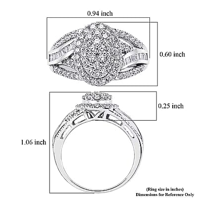 Luxuriant Lab Grown Diamond G-H SI 1.00 ctw Regal Weave Ring in Rhodium Over Sterling Silver (Size 5.0)