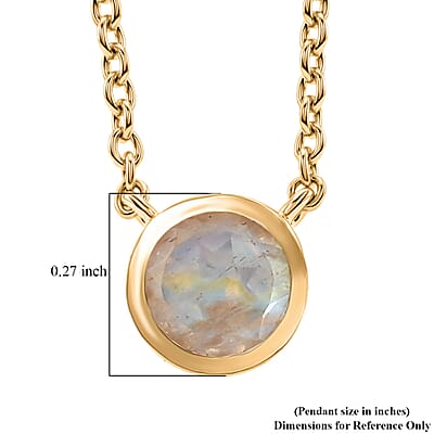 D'Joy Rainbow Moonstone 0.80 ctw Necklace in 18K Vermeil Yellow Gold Over Sterling Silver 18-20 Inches
