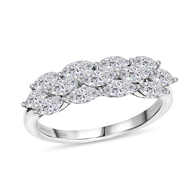 D'Joy White Topaz 2.10 ctw Cosmic Galaxy Ring in Rhodium Over Sterling Silver (Size 10.0)