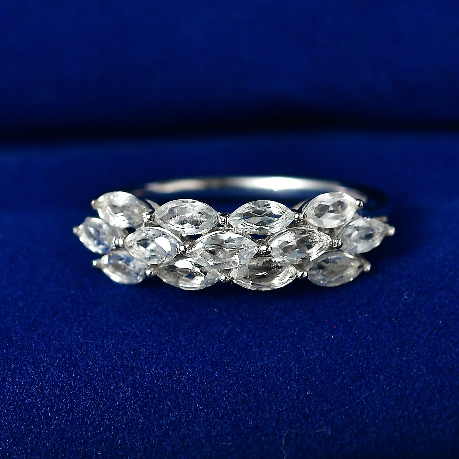 D'Joy White Topaz 2.10 ctw Cosmic Galaxy Ring in Rhodium Over Sterling Silver (Size 10.0)