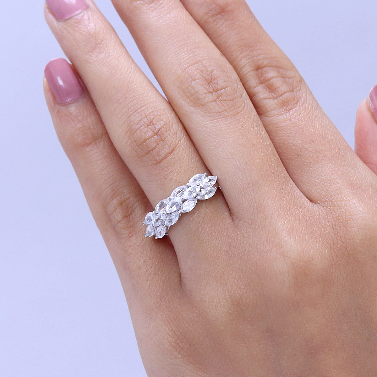 D'Joy White Topaz 2.10 ctw Ring in Rhodium Over Sterling Silver (Size 10.0) image number 2