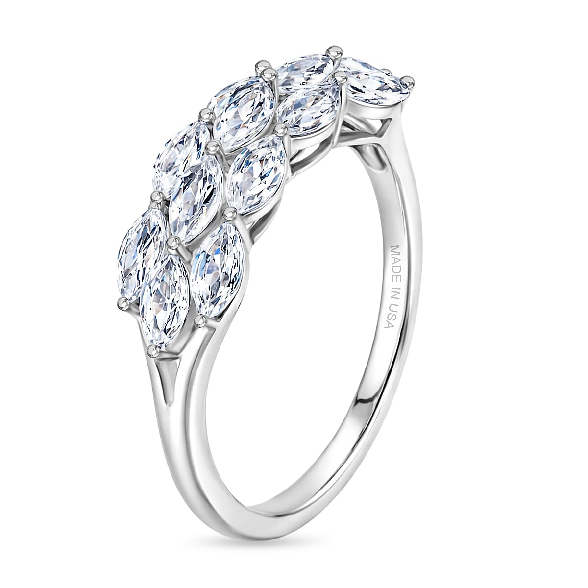 D'Joy White Topaz 2.10 ctw Ring in Rhodium Over Sterling Silver (Size 10.0) image number 3