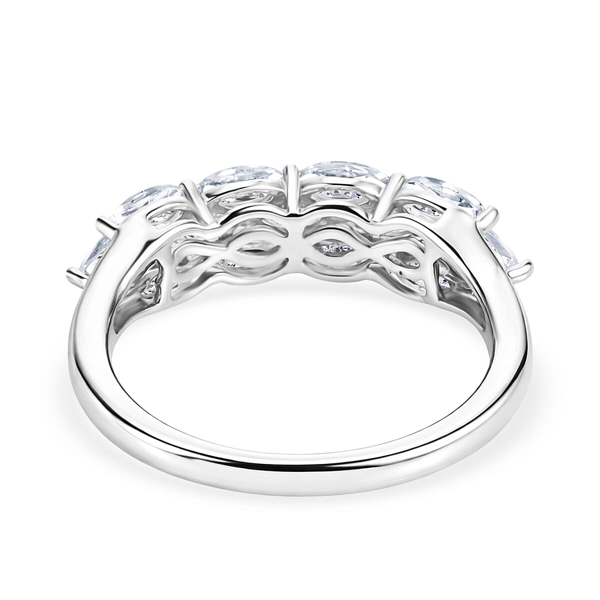 D'Joy White Topaz 2.10 ctw Ring in Rhodium Over Sterling Silver (Size 10.0) image number 4