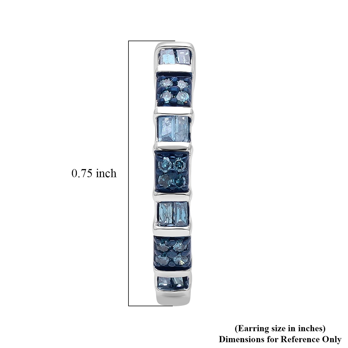D'Joy Natural Blue Diamond 0.25 ctw Hoop Earrings in Rhodium Over Sterling Silver image number 4