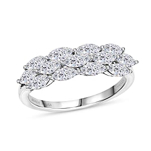 D'Joy White Topaz 2.10 ctw Ring in Rhodium Over Sterling Silver (Size 9.0)