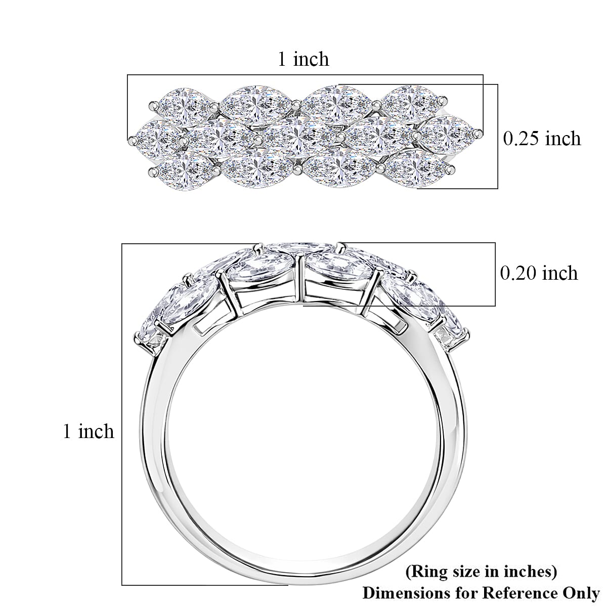 D'Joy White Topaz 2.10 ctw Ring in Rhodium Over Sterling Silver (Size 9.0) image number 5
