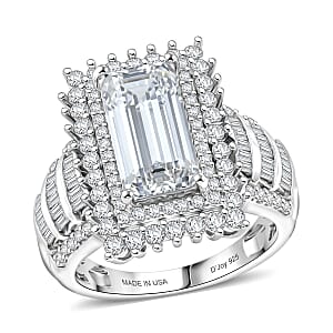 D'Joy Moissanite 4.35 ctw Ring in Rhodium Over Sterling Silver (Size 6.0)