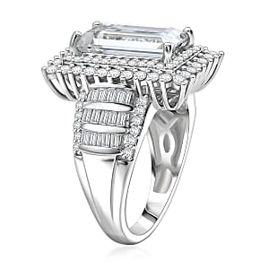 D'Joy Moissanite 4.35 ctw Ring in Rhodium Over Sterling Silver (Size 7.0)