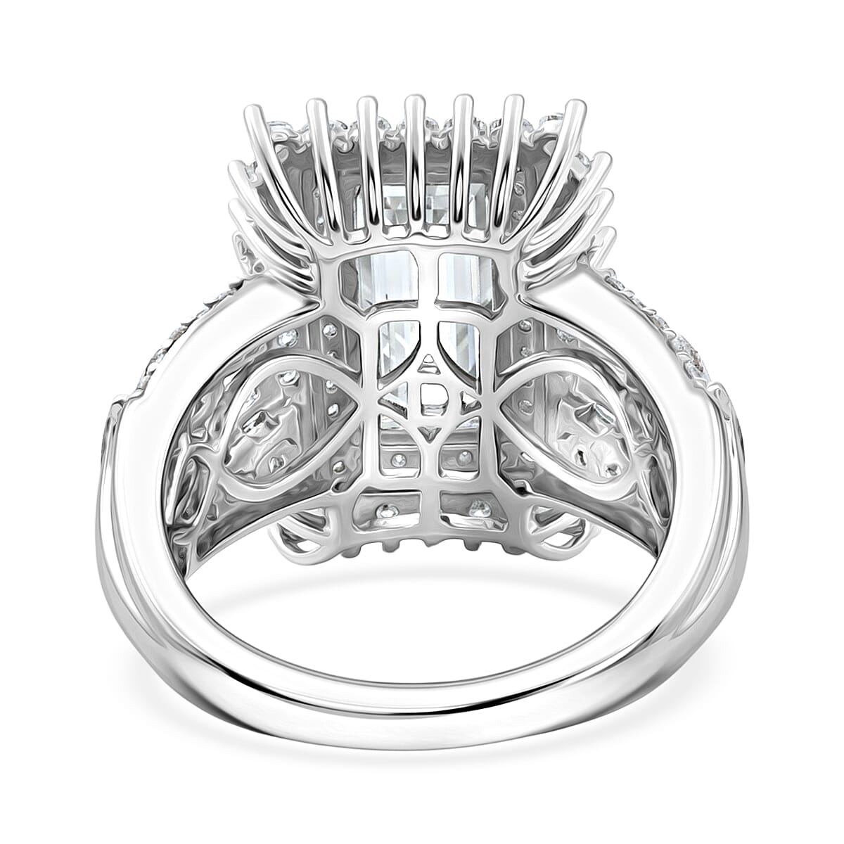 D'Joy Moissanite 4.35 ctw Royal Radiance Ring in Rhodium Over Sterling Silver (Size 8.0) image number 4