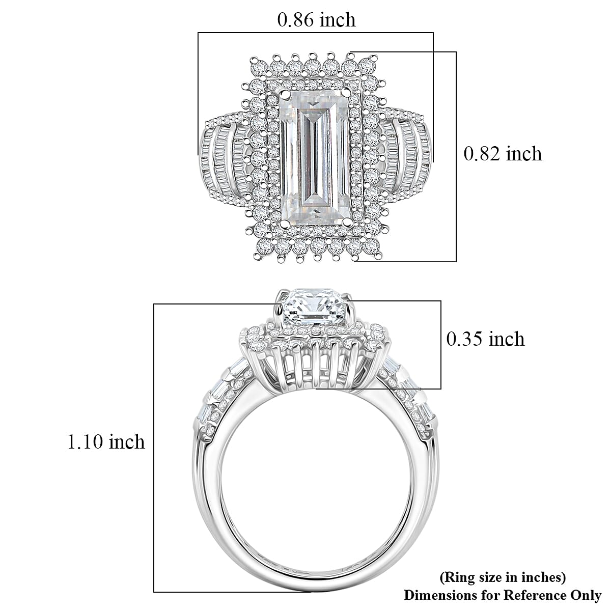 D'Joy Moissanite 4.35 ctw Ring in Rhodium Over Sterling Silver (Size 9.0) image number 5