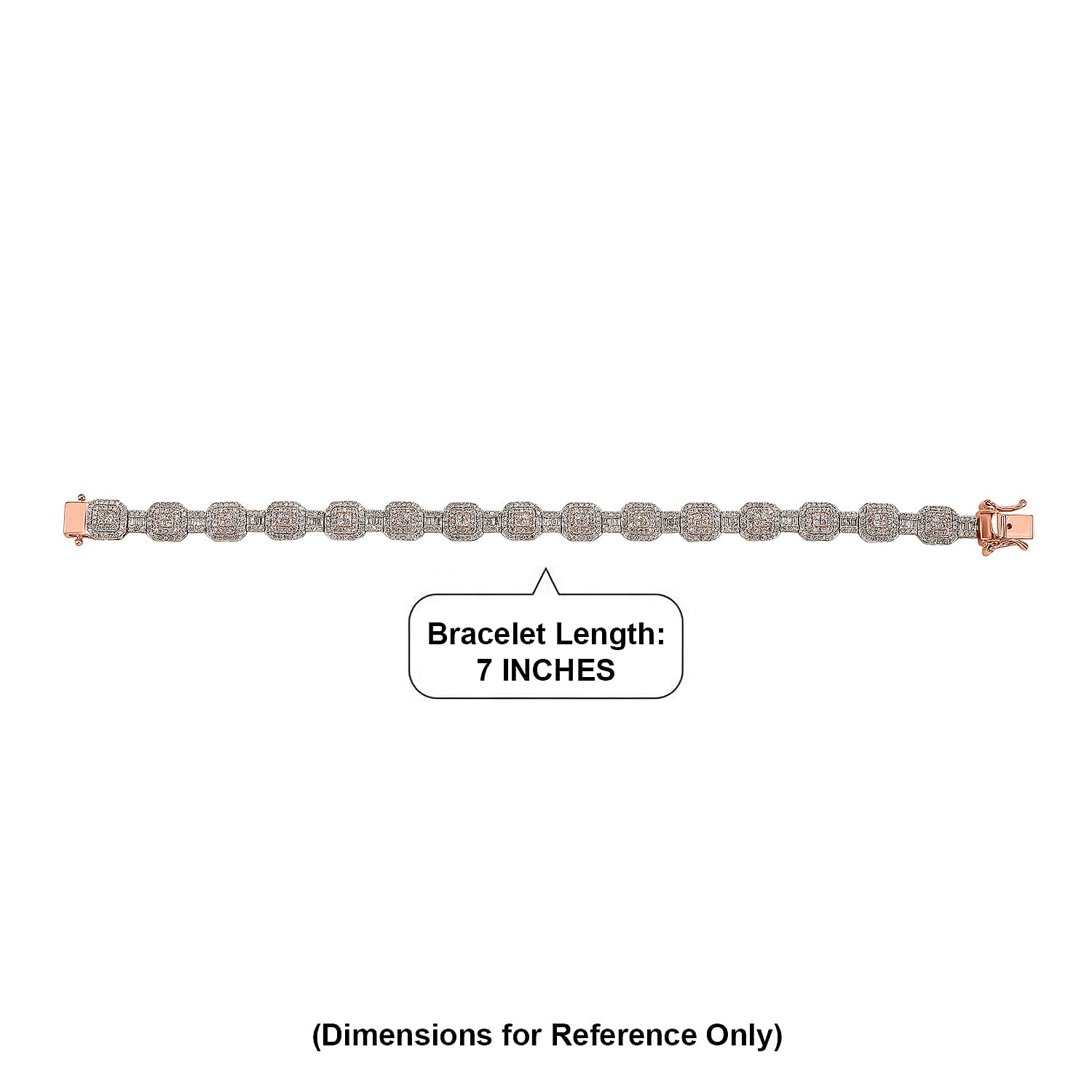 D'Joy Natural Pink and White Diamond 3.50 ctw Halo Link Bracelet in 18K Vermeil Rose Gold Over Sterling Silver (7.25 In)