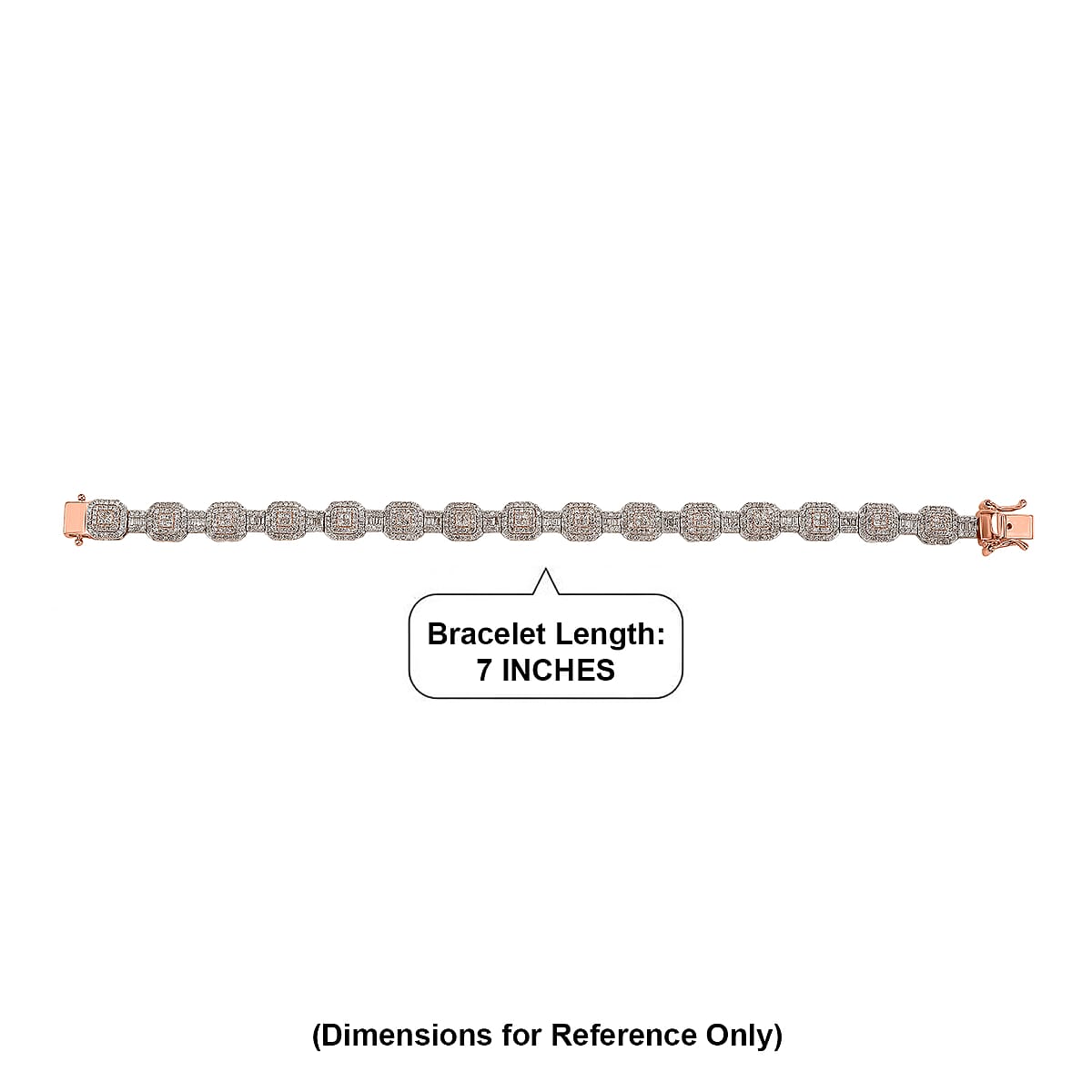 D'Joy Natural Pink and White Diamond 3.50 ctw Halo Link Bracelet in 18K Vermeil Rose Gold Over Sterling Silver (7.25 In) image number 4