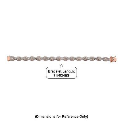 D'Joy Natural Pink and White Diamond 3.50 ctw Halo Link Bracelet in 18K Vermeil Rose Gold Over Sterling Silver (7.25 In)
