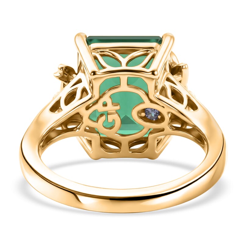 GP Trionfo Collection Premium Green Onyx and White Zircon 5.75 ctw Ring in 18K Vermeil Yellow Gold Over Sterling Silver (Size 10.0)