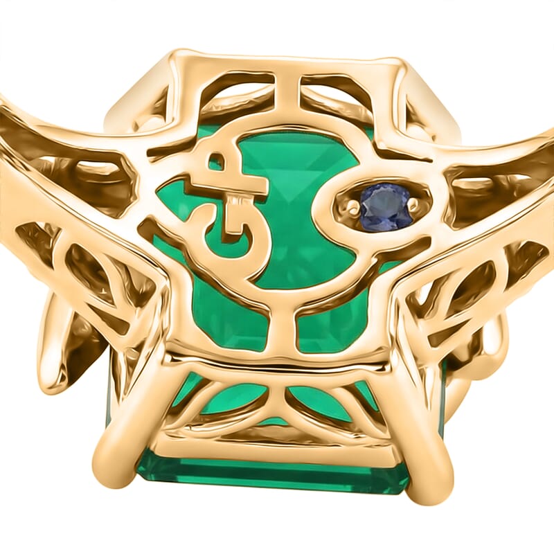 GP Trionfo Collection Premium Green Onyx and White Zircon 5.75 ctw Ring in 18K Vermeil Yellow Gold Over Sterling Silver (Size 10.0)