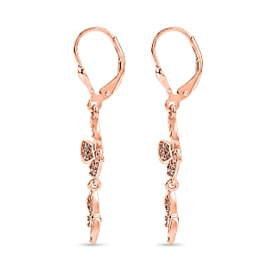 D'Joy Uncut Natural Pink Diamond 0.50 ctw Butterfly Bloom Earrings in 18K Vermeil Rose Gold Over Sterling Silver