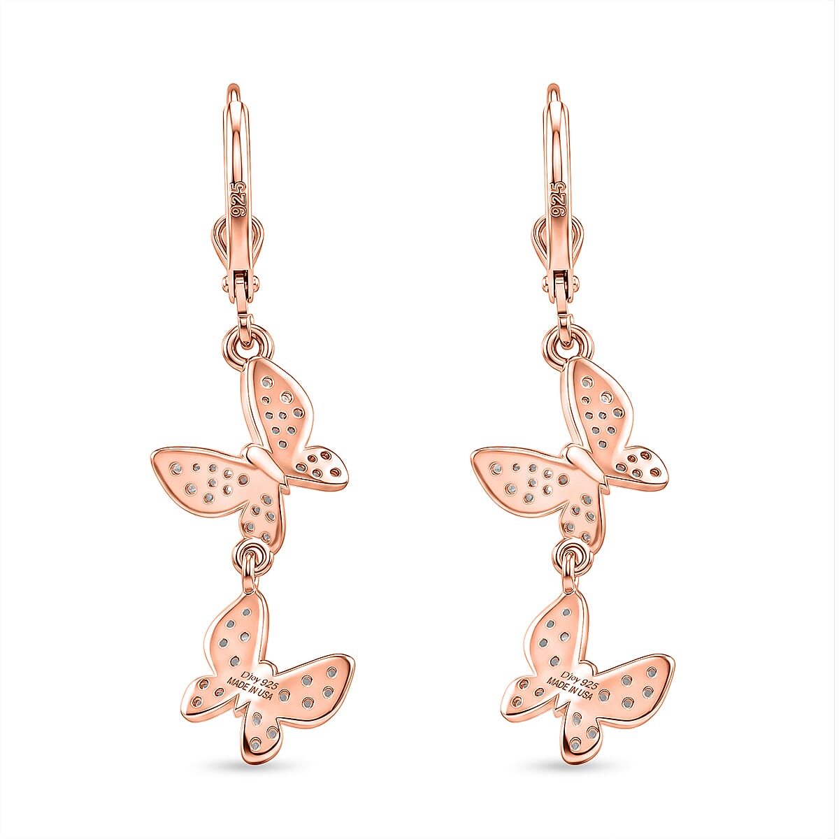 D'Joy Uncut Natural Pink Diamond 0.50 ctw Butterfly Bloom Earrings in 18K Vermeil Rose Gold Over Sterling Silver