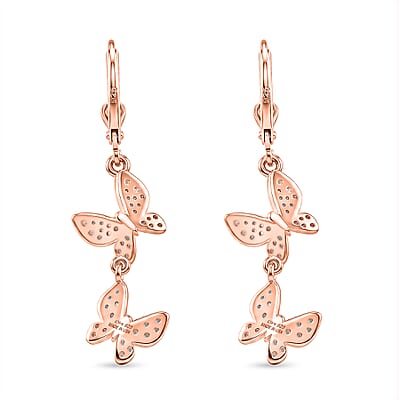 D'Joy Uncut Natural Pink Diamond 0.50 ctw Butterfly Bloom Earrings in 18K Vermeil Rose Gold Over Sterling Silver