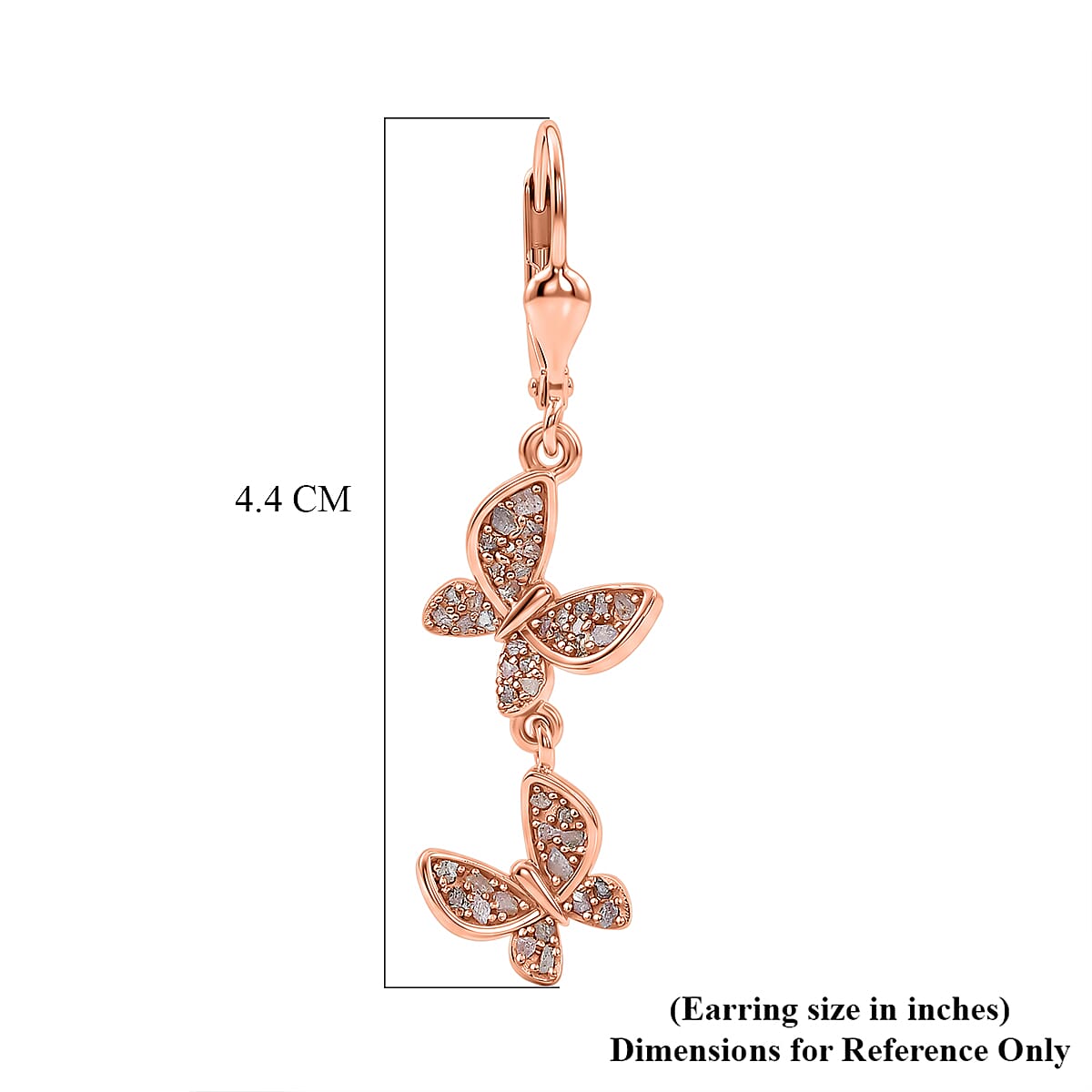 D'Joy Uncut Natural Pink Diamond 0.50 ctw Butterfly Bloom Earrings in 18K Vermeil Rose Gold Over Sterling Silver