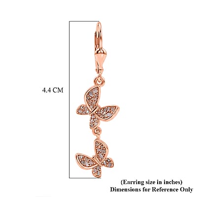 D'Joy Uncut Natural Pink Diamond 0.50 ctw Butterfly Bloom Earrings in 18K Vermeil Rose Gold Over Sterling Silver