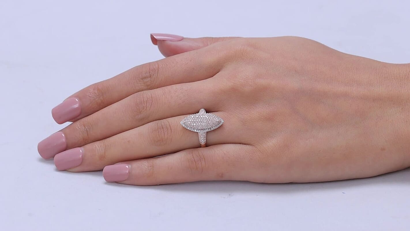 D'Joy Natural Pink and White Diamond (I3) Ring in 18K Vermeil RG Over Sterling Silver (Size 10.0) 1.00 ctw
