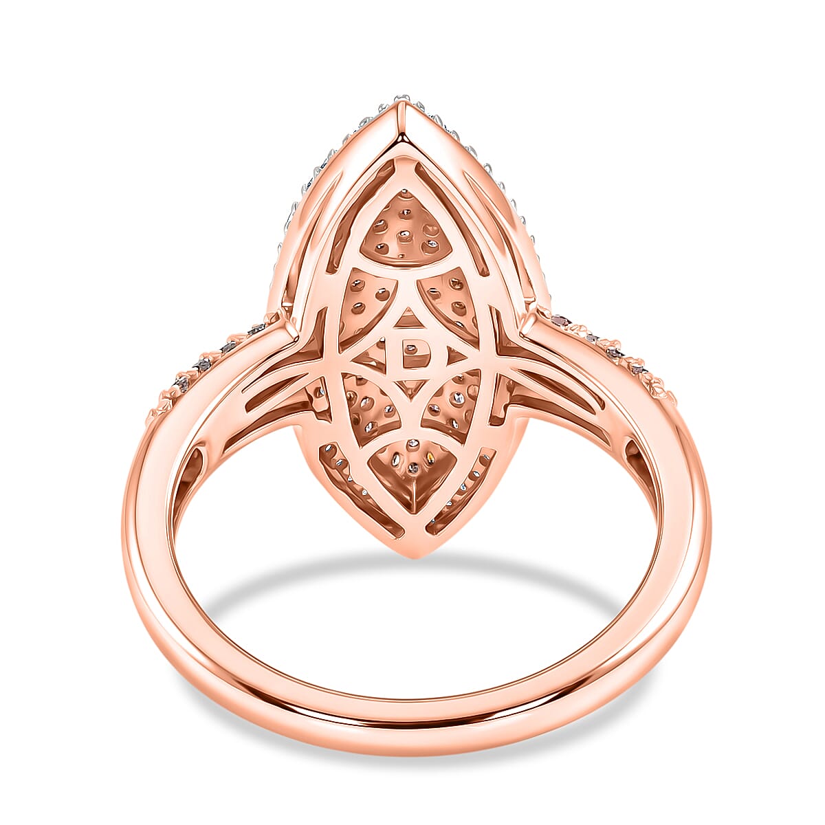 D'Joy Natural Pink and White Diamond 1.00 ctw Rose Silhouette Ring in 18K Vermeil Rose Gold Over Sterling Silver (Size 6.0) image number 4