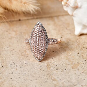 D'Joy Natural Pink and White Diamond 1.00 ctw Rose Silhouette Ring in 18K Vermeil Rose Gold Over Sterling Silver (Size 9.0)