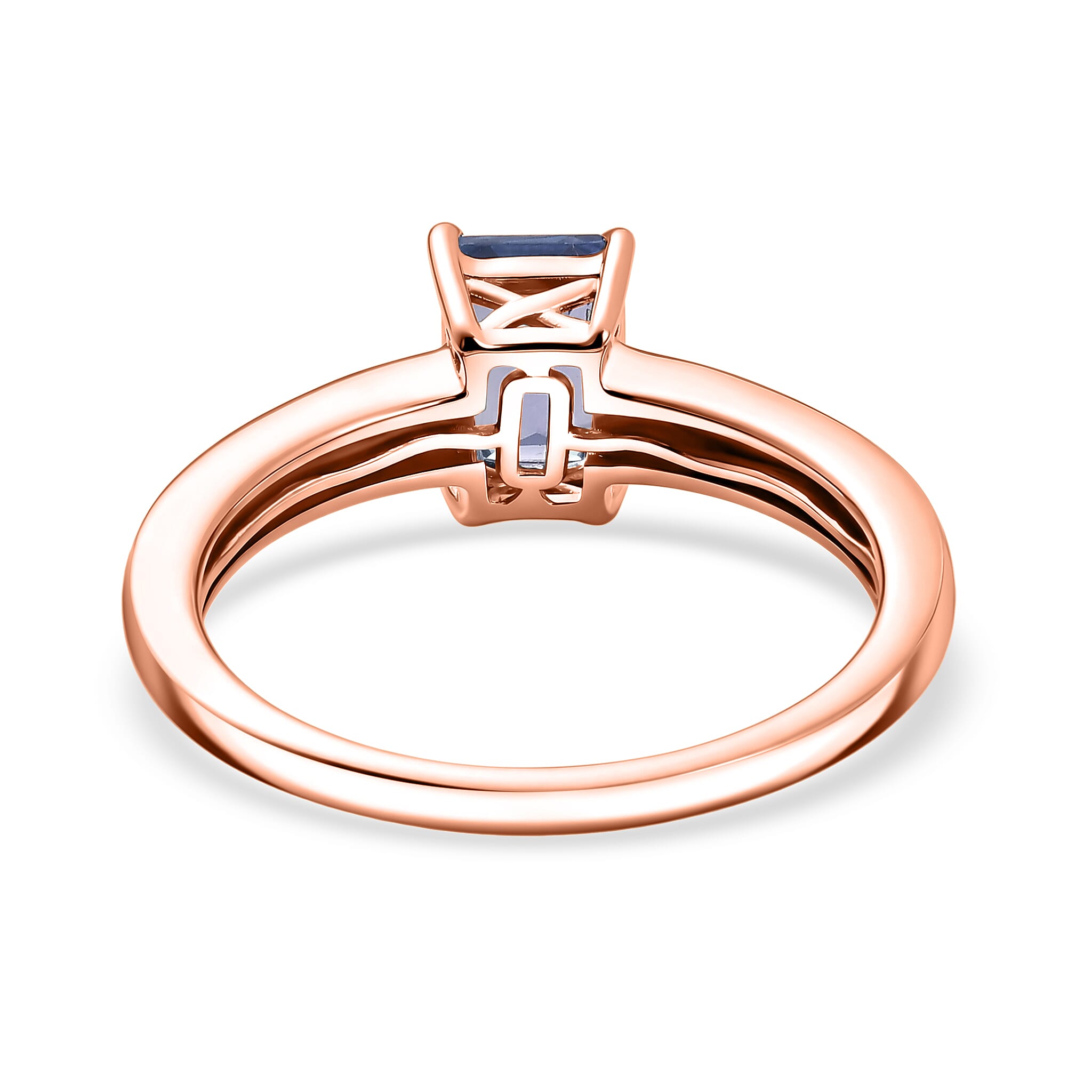 D'Joy Tanzanite and Diamond 1.25 ctw Ring in 18K Vermeil Rose Gold Over Sterling Silver (Size 10.0)