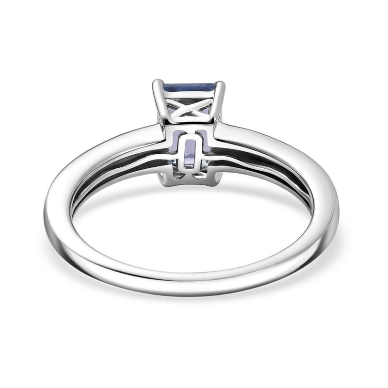 D'Joy Tanzanite and Diamond 1.25 ctw Ring in Rhodium Over Sterling Silver (Size 7.0)