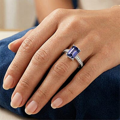 Luxoro Premium Tanzanite and Diamond I2 1.25 ctw Ring in 10K White Gold (Size 10.0)