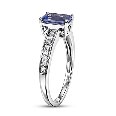 Luxoro Premium Tanzanite and Diamond I2 1.25 ctw Ring in 10K White Gold (Size 10.0)