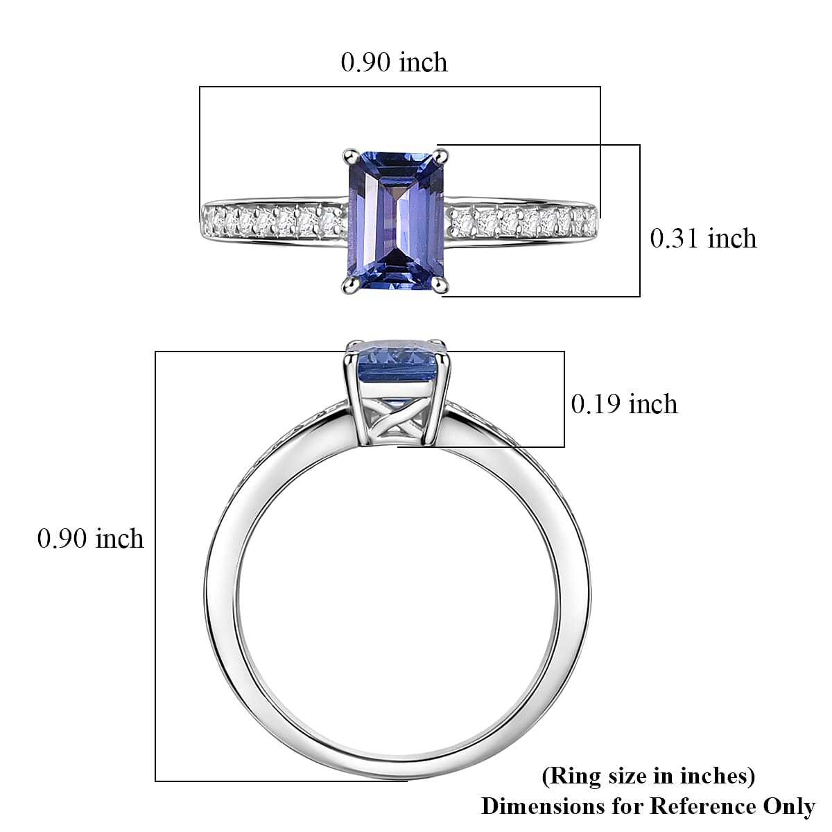 Luxoro Premium Tanzanite and Diamond I2 1.25 ctw Ring in 10K White Gold (Size 8.0) image number 5