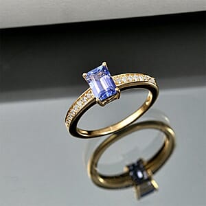 Luxoro Premium Tanzanite and Diamond I2 1.25 ctw Ring in 10K Yellow Gold (Size 7.5)
