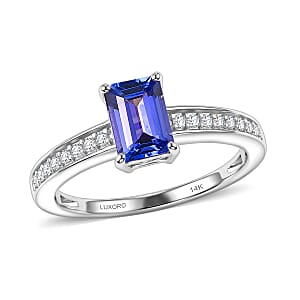 Luxoro AAA Tanzanite and Diamond I2 1.25 ctw Ring in 14K White Gold (Size 10.5)