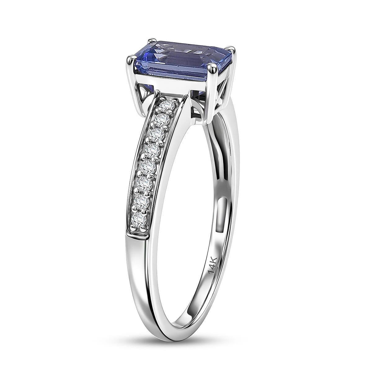 Luxoro AAA Tanzanite and Diamond I2 1.25 ctw Ring in 14K White Gold (Size 6.0) image number 3