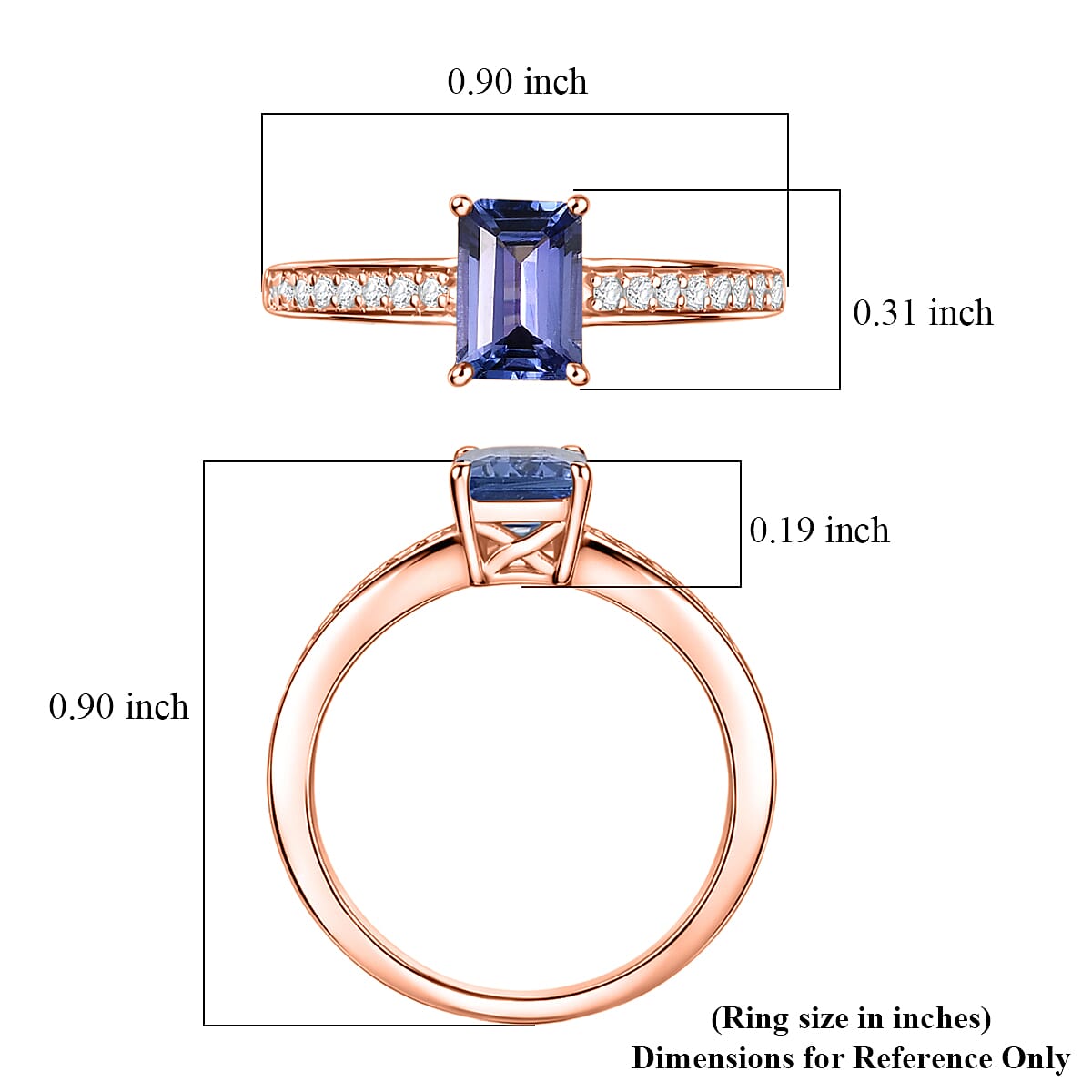 Luxoro AAA Tanzanite and Diamond I2 1.25 ctw Ring in 14K Rose Gold (Size 4.0) image number 5
