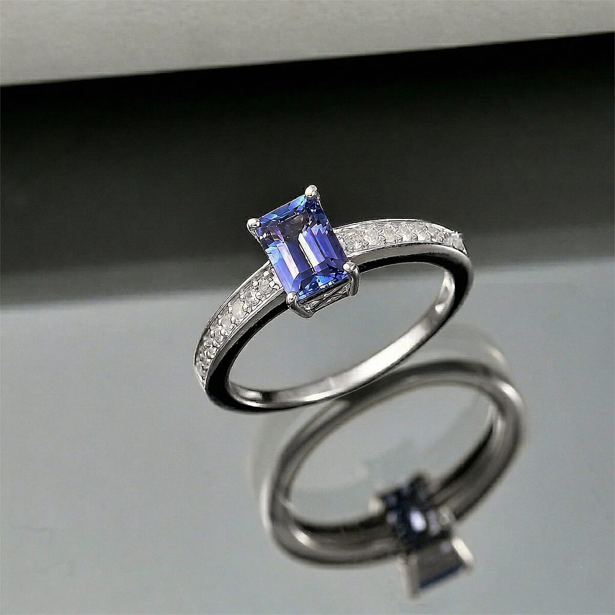Rhapsody AAAA Tanzanite and Diamond G-H SI 1.25 ctw Ring in 18K White Gold (Size 9.0) image number 1