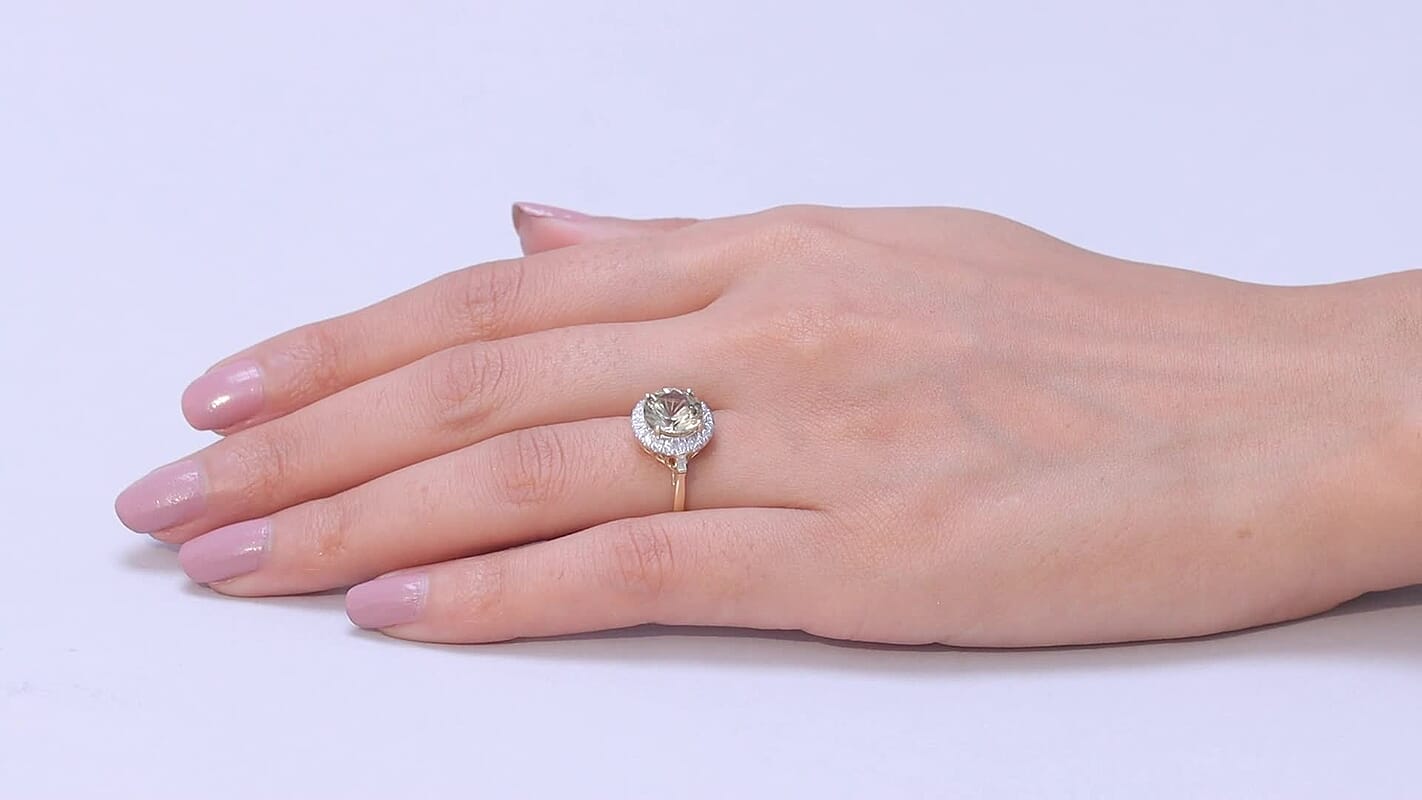 Certified & Appraised Luxoro AAA Hanabi Cut Turkizite and Diamond I2 3.82 ctw Ring in 10K Yellow Gold