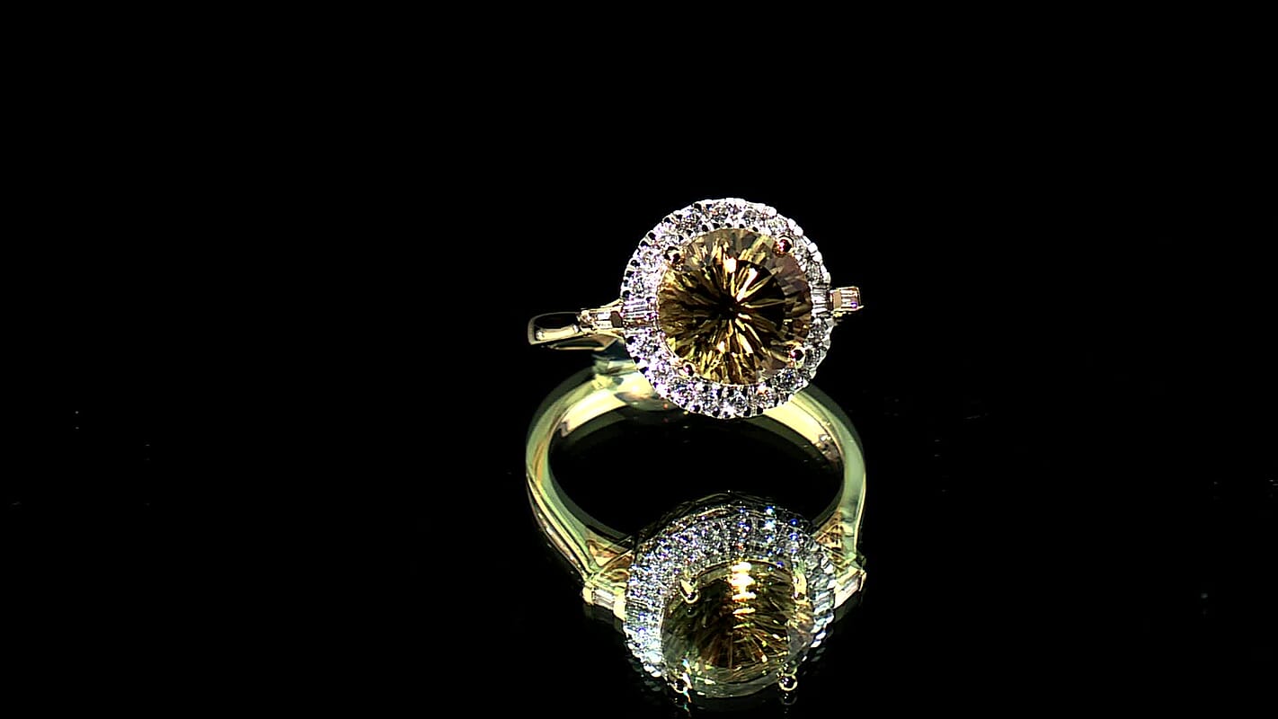 Certified & Appraised Luxoro AAA Hanabi Cut Turkizite and Diamond I2 3.82 ctw Ring in 10K Yellow Gold