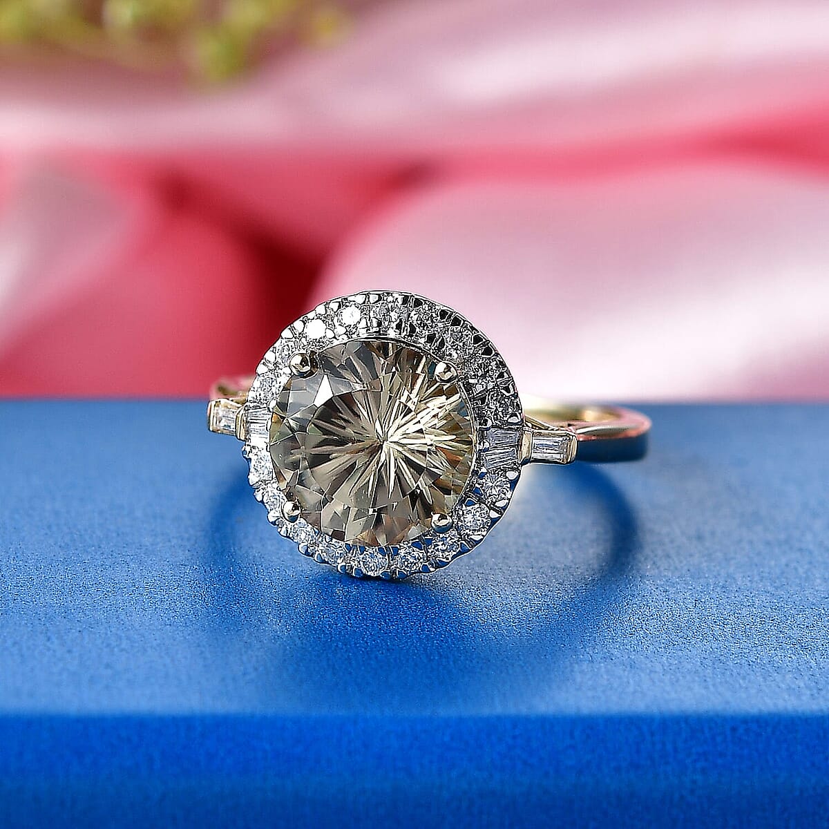 Certified & Appraised Luxoro 10K Yellow Gold AAA Hanabi Cut Turkizite, Diamond (I2) (0.37 cts) Ring (Size 7.5) 3.82 ctw image number 1