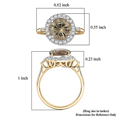 Certified & Appraised Luxoro AAA Hanabi Cut Turkizite and Diamond I2 3.82 ctw Ring in 10K Yellow Gold (Size 8.0)