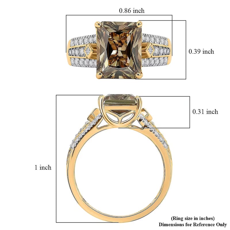 Certified & Appraised Luxoro AAA Turkizite and Diamond I2 4.25 ctw Ring in 10K Yellow Gold (Size 10.0)