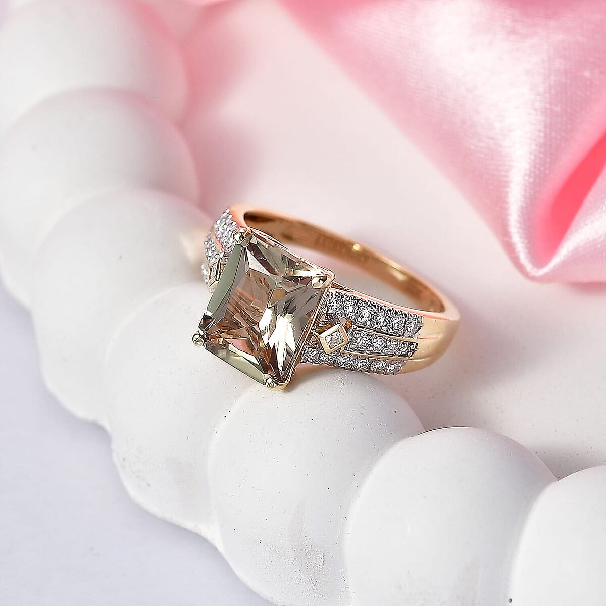Certified & Appraised Luxoro 10K Yellow Gold AAA Turkizite, Diamond (I2) (0.35 cts) Ring (Size 10.5) 4.24 ctw image number 1