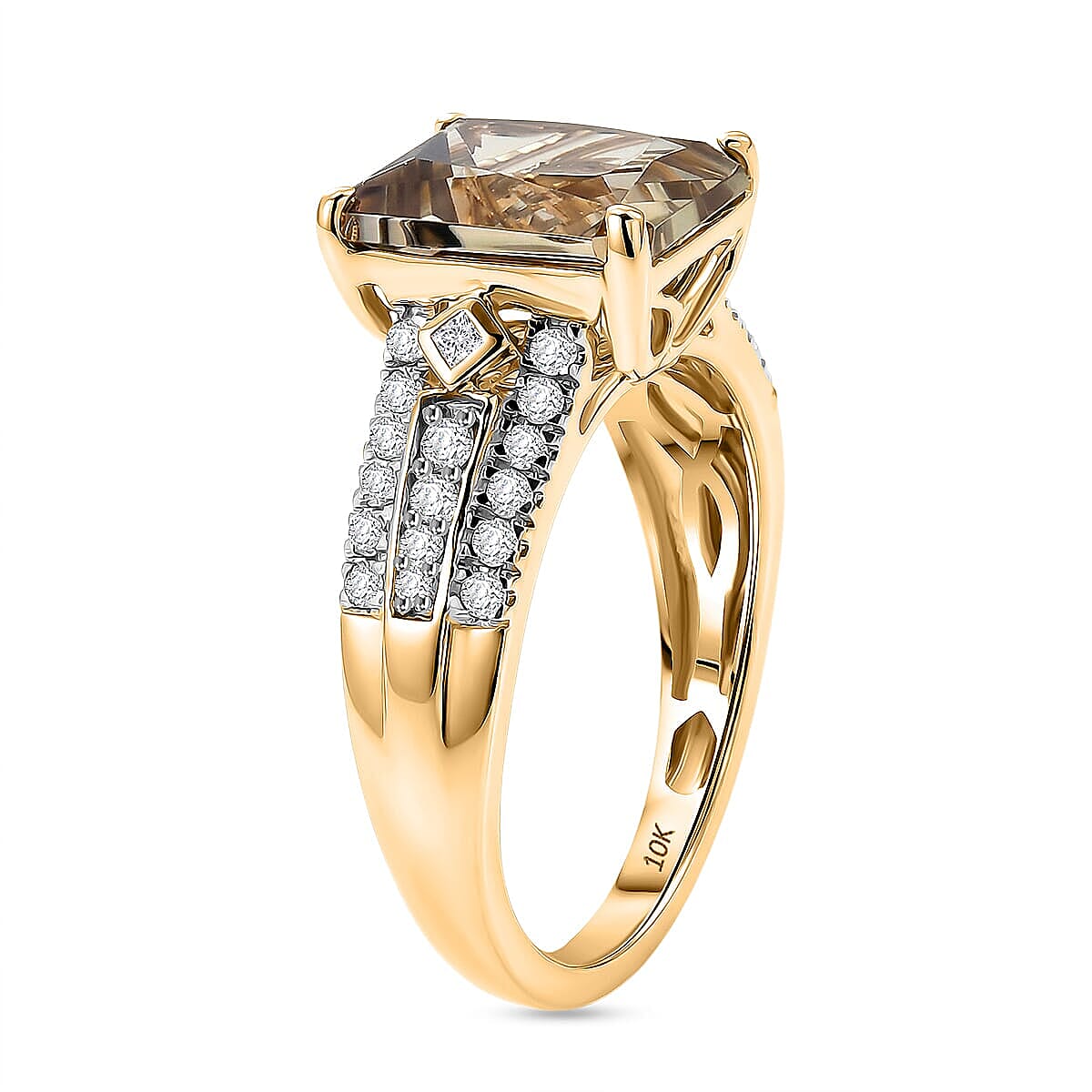 Certified & Appraised Luxoro 10K Yellow Gold AAA Turkizite, Diamond (I2) (0.35 cts) Ring (Size 6.5) 4.24 ctw image number 3