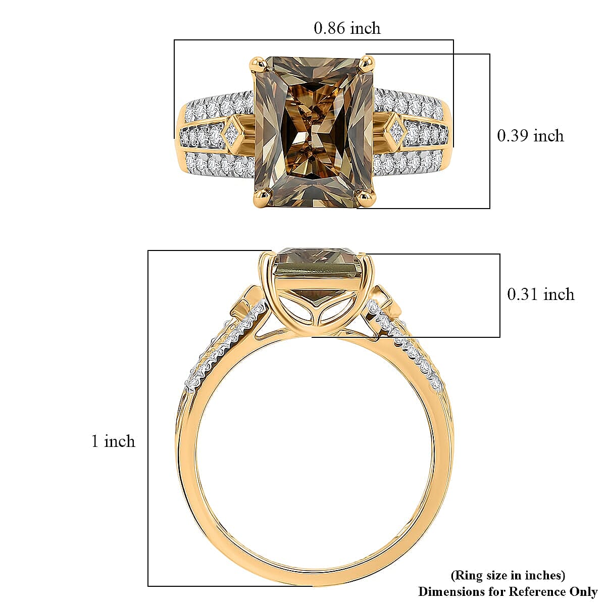 Certified & Appraised Luxoro 10K Yellow Gold AAA Turkizite, Diamond (I2) (0.35 cts) Ring (Size 7.5) 4.24 ctw image number 5