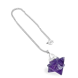Amethyst 28.00 ctw Merkaba Star Pendulum in Silvertone