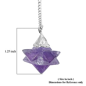 Amethyst 28.00 ctw Merkaba Star Pendulum in Silvertone