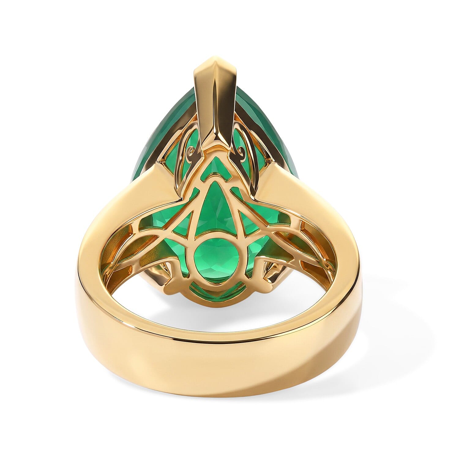EverTrue Green Onyx 9.80 ctw Solitaire Ring in 18K YG Plated (Size 7.0)