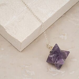 Amethyst 28.00 ctw Merkaba Star Pendulum in Silvertone